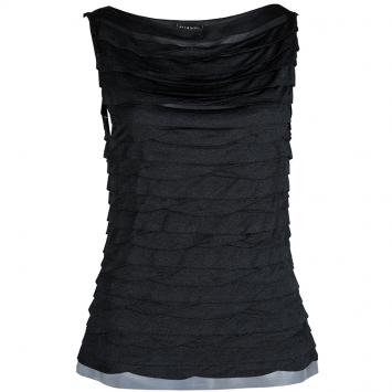 Pre Owned Chanel Grey Metallic Knit Pleated Sleeveless Top M