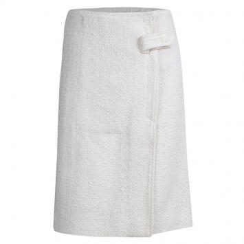 Pre Owned Chanel Off- White Tweed Wrap Skirt M