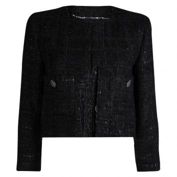 Pre Owned Chanel Black Fantasy Tweed Boucle Jacket M