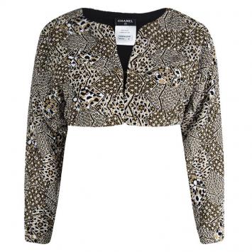 Pre Owned Chanel Metallic Textured Bolero Jacket S