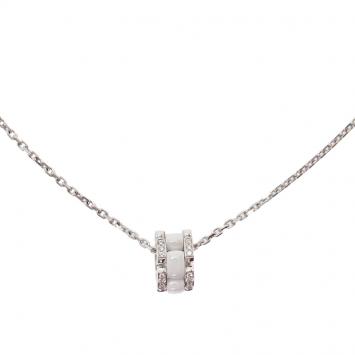 Pre Owned Chanel Ultra Diamond White Ceramic White Gold Pendant Necklace