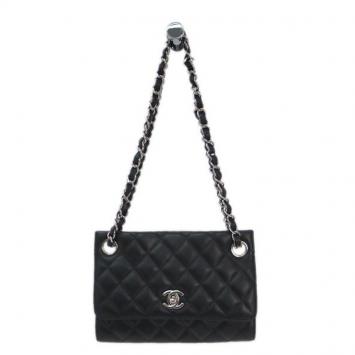 Pre Owned Chanel Black Lambskin Umbrella Case Single Flap Bag