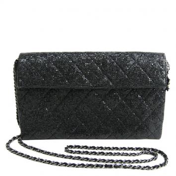 Pre Owned Chanel Black Calfskin Leather Limited Edition Christmas 2014 Evening Bag