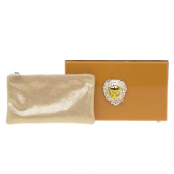 Pre Owned Charlotte Olympia Beige Zodiac Pandora Leo Clutch
