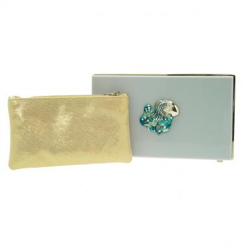 Pre Owned Charlotte Olympia Grey Perspex Aquarius Zodiac Pandora Box Clutch 