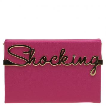 Pre Owned Charlotte Olympia Pink Leather Shocking Vanina Clutch
