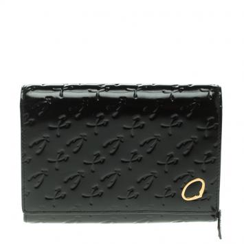 Pre Owned Charriol Black Monogram Patent Leather Wallet