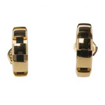 Pre Owned Chaumet 18K Yellow Gold & Black Insert Hoop Earrings