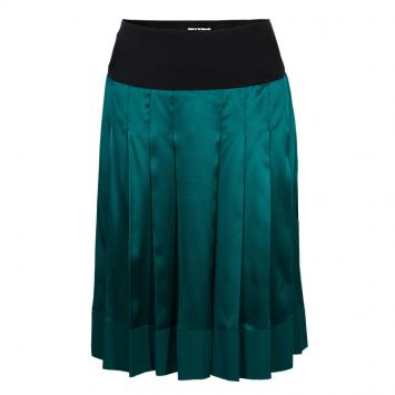 Pre Owned Chloe Green Contrast Waistband Pleated Silk Skirt M