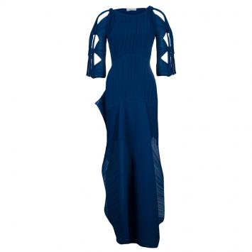 Pre Owned Chloe Blue Silk Plisse Maxi Dress S