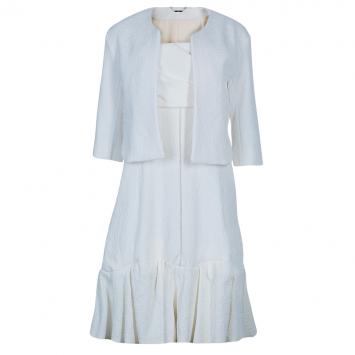 Pre Owned Chloe Off-white Strapless Dress and Blazer Set M