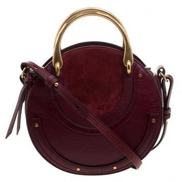 Pre Owned Chloe Burgundy Leather Small Pixie Round Top Handle Bag