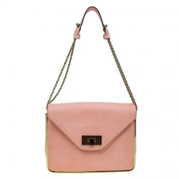 Pre Owned Chloe Beige Pebbled Leather Medium Sally Flap Shoulder Bag