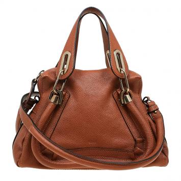 Pre Owned Chloe Brown Leather Small Paraty Shoulder Bag