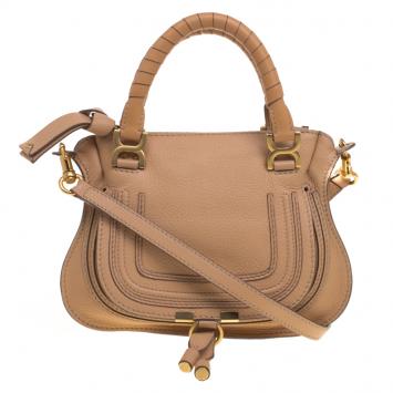 Pre Owned Chloe Tan Leather Small Marcie Shoulder Bag