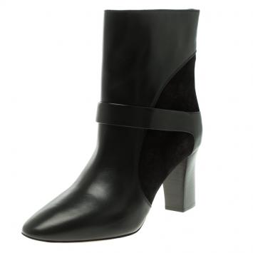 Pre Owned Chloe Black Leather and Suede Ankle Boots Size 38.5