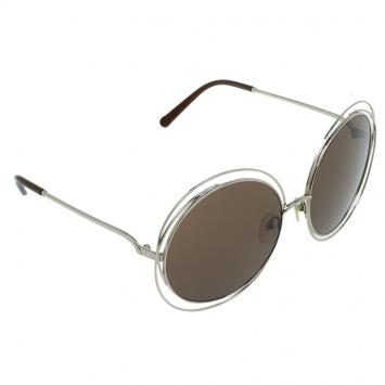 Pre Owned Chloe Gold Carlina CE114S 743 Oversized Round Sunglasses