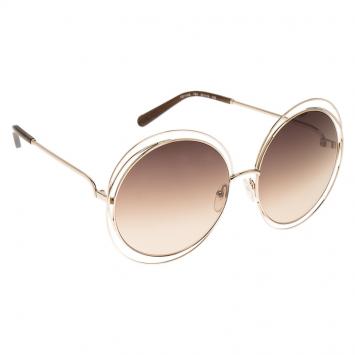 Pre Owned Chloe Gold Carlina Oversized Round Sunglasses