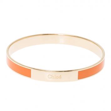 Pre Owned Chloe Coral Colored Enamel Bangle Bracelet