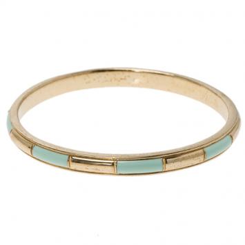 Pre Owned Chloe Turquoise Enameled Gold Tone Bangle 21cm