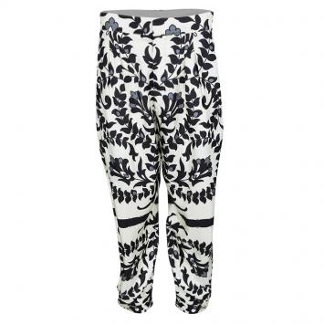 Pre Owned Chloe Monochrome Printed Silk Tapered Pants M