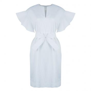 Pre Owned Chloe White Ruffle Sleeve Dress M