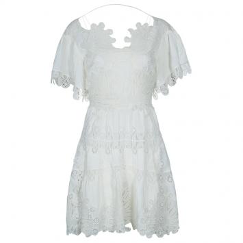 Pre Owned Chloe White Lace Dress S
