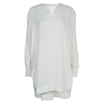 Pre Owned Chloe Off-White Silk High Low Hem Tunic Dress S