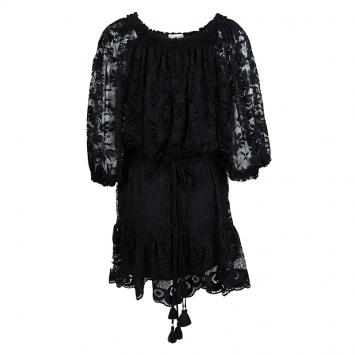 Pre Owned Chloe Black Lace Drop Waist Long Sleeve Dress M