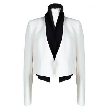 Pre Owned Chloe White Faux Double Layer Blazer M
