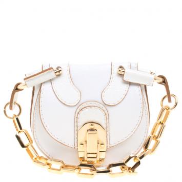 Pre Owned Chloe White Leather Chain Pouch