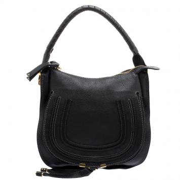 مملوكة مسبقًا Chloe Black Leather Medium Marcie Hobo