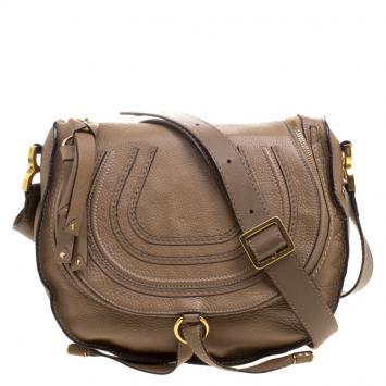 Pre Owned Chloe Brown Leather Medium Marcie Crossbody Bag