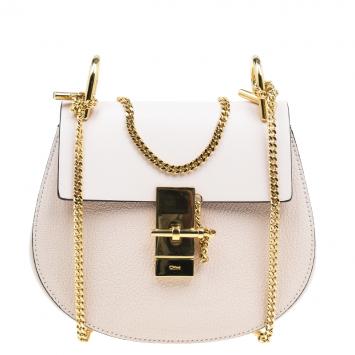 Pre Owned Chloe Light Pink Leather Small Drew Shoulder Bag