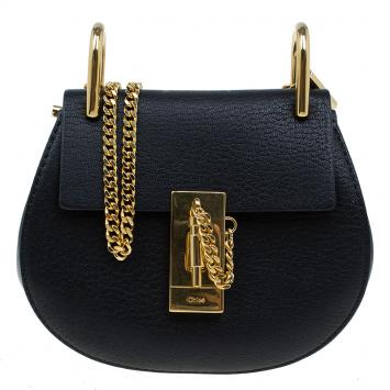 Pre Owned Chloe Black Leather Nano Drew Shoulder Bag