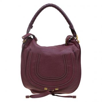 Pre Owned Chloe Burgundy Leather Medium Marcie Hobo