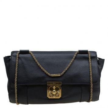 Pre Owned Chloe Black Leather Large Elsie Shoulder Bag
