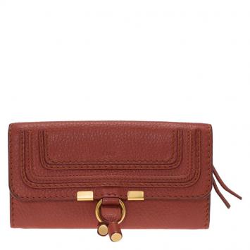 Pre Owned Chloe Copper Leather Marcie Continental Wallet