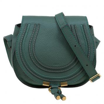 Pre Owned Chloe Green Leather Mini Marcie Crossbody Bag