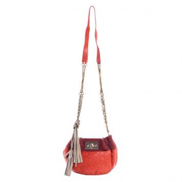Pre Owned Chloe Bi Color Suede/Leather Chain Crossbody Bag