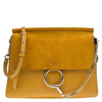 Pre Owned Chloe Yellow Leather and Suede Faye Shoulder Bag