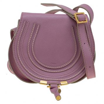 Pre Owned Chloe Lilac Leather Mini Marcie Crossbody Bag