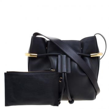 Pre Owned Chloe Black Leather Emma Drawstring Shoulder Bag