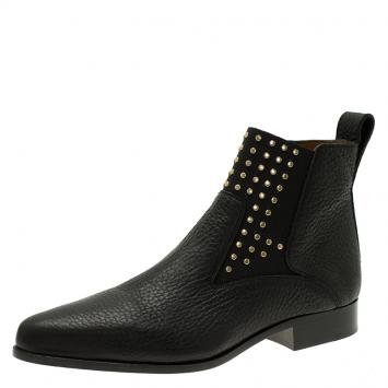 مملوكة مسبقًا Chloe Black Leather Studded Boots Size 40 