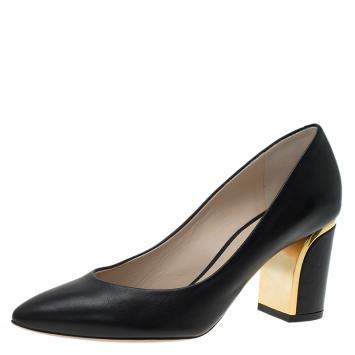 Pre Owned Chloe Black Leather Beckie Pumps Size 36