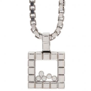 Pre Owned Chopard Ice Cube 5 Diamonds White Gold Pendant Necklace