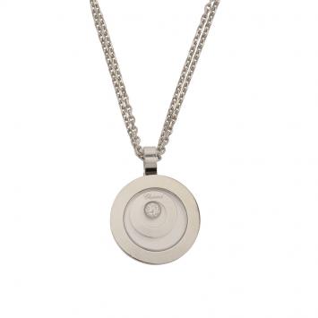 Pre Owned Chopard Happy Spirit Diamond White Gold Pendant & Double Chain Necklace