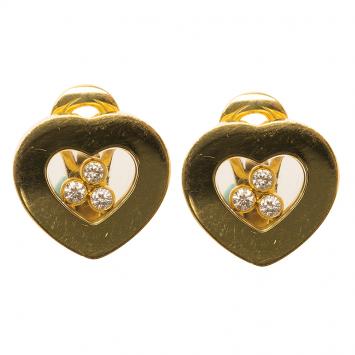 Pre Owned Chopard Happy Curves Diamonds & Yellow Gold Stud Earrings
