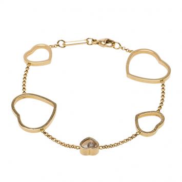 Pre Owned Chopard Happy Hearts Diamond & 18k Rose Gold Bracelet 17cm