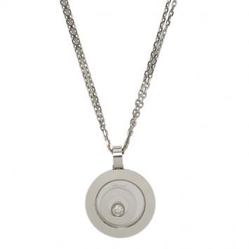 Pre Owned Chopard Happy Spirit Diamond & White Gold Pendant Double Chain Necklace